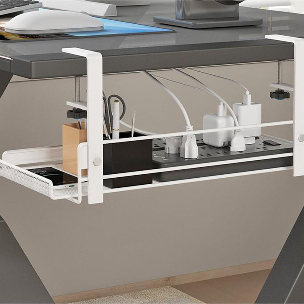 Wodtesl Cable Management Computer Storage Rack Wire Organizer Under-Table Hole-free