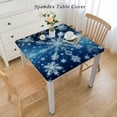 thumbnail image 2 of nygtbtfer Round Tablecloth  Polyester Table Cover Oil-Proof Spillproof Simple Snowflake Background Blue Kitchen Tablecloth Indoor Desktop Protector for Dining Table, 2 of 7