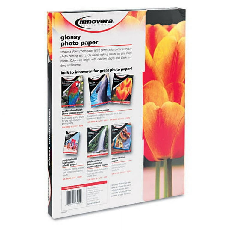 Glossy Photo Paper, 7 mil, 8.5 x 11, Glossy White, 100/Pack Glossy Photo Paper, 7 mil, 8.5 x 11, Glossy White, 100/Pack