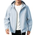 thumbnail image 2 of USNSM Mens Fleece Zipper Jacket Lightweight Insulated Water Resistant Windbreaker Hooded Fall Winter Jackets for Golf Casual Blue XXXL, 2 of 8