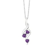 Gem Stone King 925 Sterling Silver Purple Amethyst Pendant Necklace For Women (0.68 Cttw, Gemstone February Birthstone, Heart Shape 4MM, with 18 inch Silver Chain)