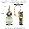 thumbnail image 2 of Light Green Pastel Swarovski Element Leverback Earring Featuring a Rose Charm in Antique Silver and a 12mm Rivoli Custom Green, 2 of 4