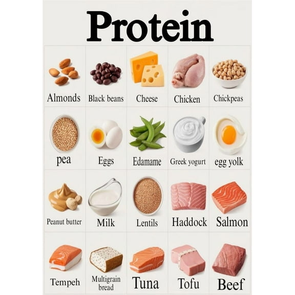 Protein Recipes Healthy nutrition checklist poster meal planning healthy cooking poster, wall decoration suitable for kitchen living room bedroom poster