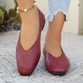 thumbnail image 6 of OOOUM Women V Cut Faux Leather Ballet Flats Slip On Soft Casual Slip On Loafers Lightweight Flexible Daily Walking Shoes Wine US:6, 6 of 8