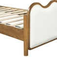 thumbnail image 6 of Christopher Knight Home Twin Size Boucle Upholstered Bed Frame with Wavy Curved Headboard, Solid Wood, Ivory+Walnut, 6 of 12