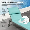 thumbnail image 5 of 3PCS Patio Chaise Lounge Chair Sets with Side Table, Textilene Reclining Chair w/ Adjustable Backrest, 2 Wheels and Aluminum Frame, Outdoor Recliners for Poolside Beach Balcony (Lake Blue), 5 of 6