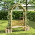 thumbnail image 2 of LINJH Garden Arbor with Bench & 2 Planter, Wooden Garden Arch for Climbing Plants w/Love Seat, 2 Trellises & Planting Box to Grow Grapes & Vines, 2-Person Outdoor Wood Seating for Patio, Backyard, 2 of 9