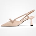 thumbnail image 2 of RONILURN Women's Pointed Toe Low Heel Pumps Closed Toe Rhinestone Ankle Strap Bowknot Comfort Bridal Wedding Party Dress Shoes, 2 of 9