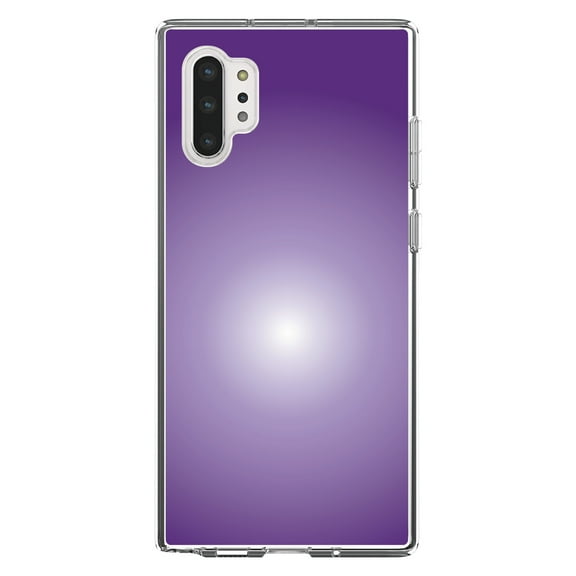 DistinctInk Clear Shockproof Hybrid Case for Galaxy Note 10 PLUS (6.8" Screen) - TPU Bumper, Acrylic Back, Tempered Glass Screen Protector - Purple White Gradient Burst