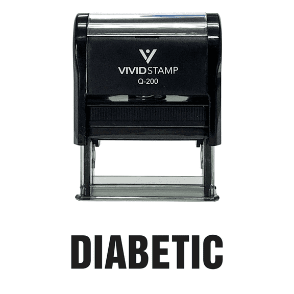 Vivid Stamp Diabetic Self Inking Rubber Stamp (Black Ink) - Medium