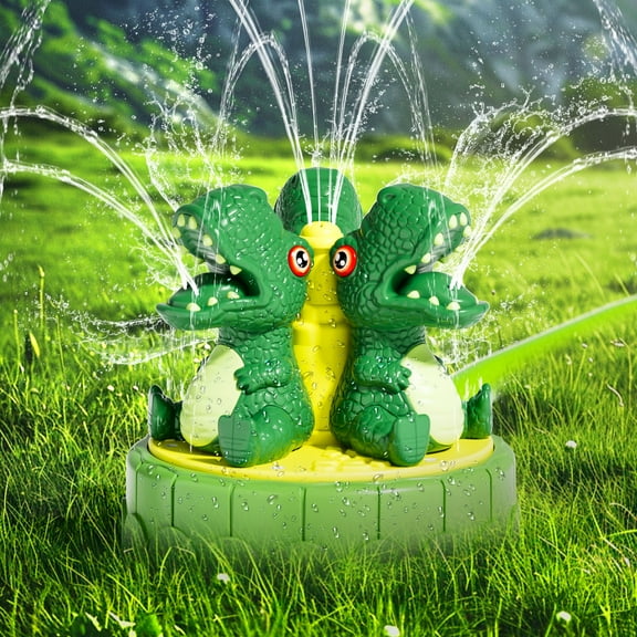 Water Sprinkler for Kids,Outdoor Water Toys, 360°Rotating Water Spray for Backyard Lawn Garden Game Activities Pet,Dinosaur Toys Fun for Boys&Girls Ages 4-8,Green