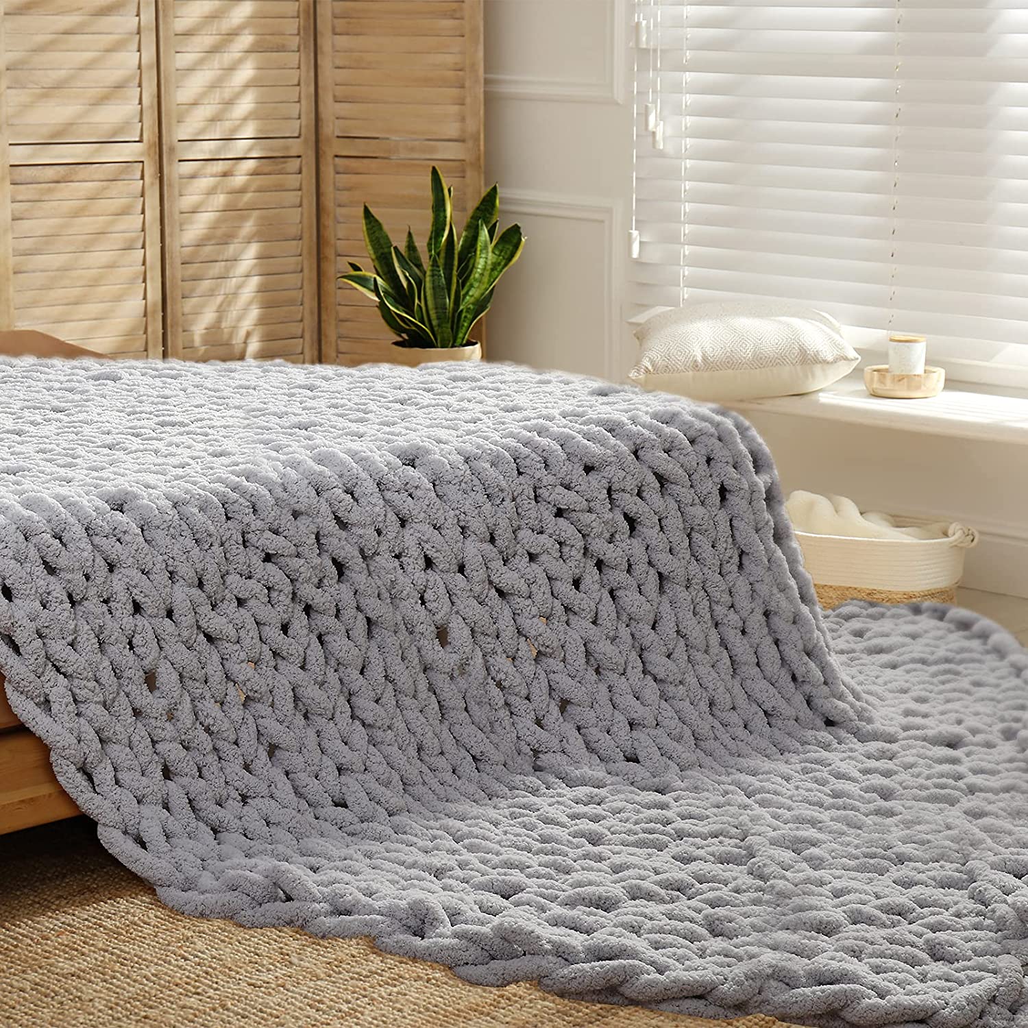 Chunky Knit Throw Blanket 40 x 60 Inch 