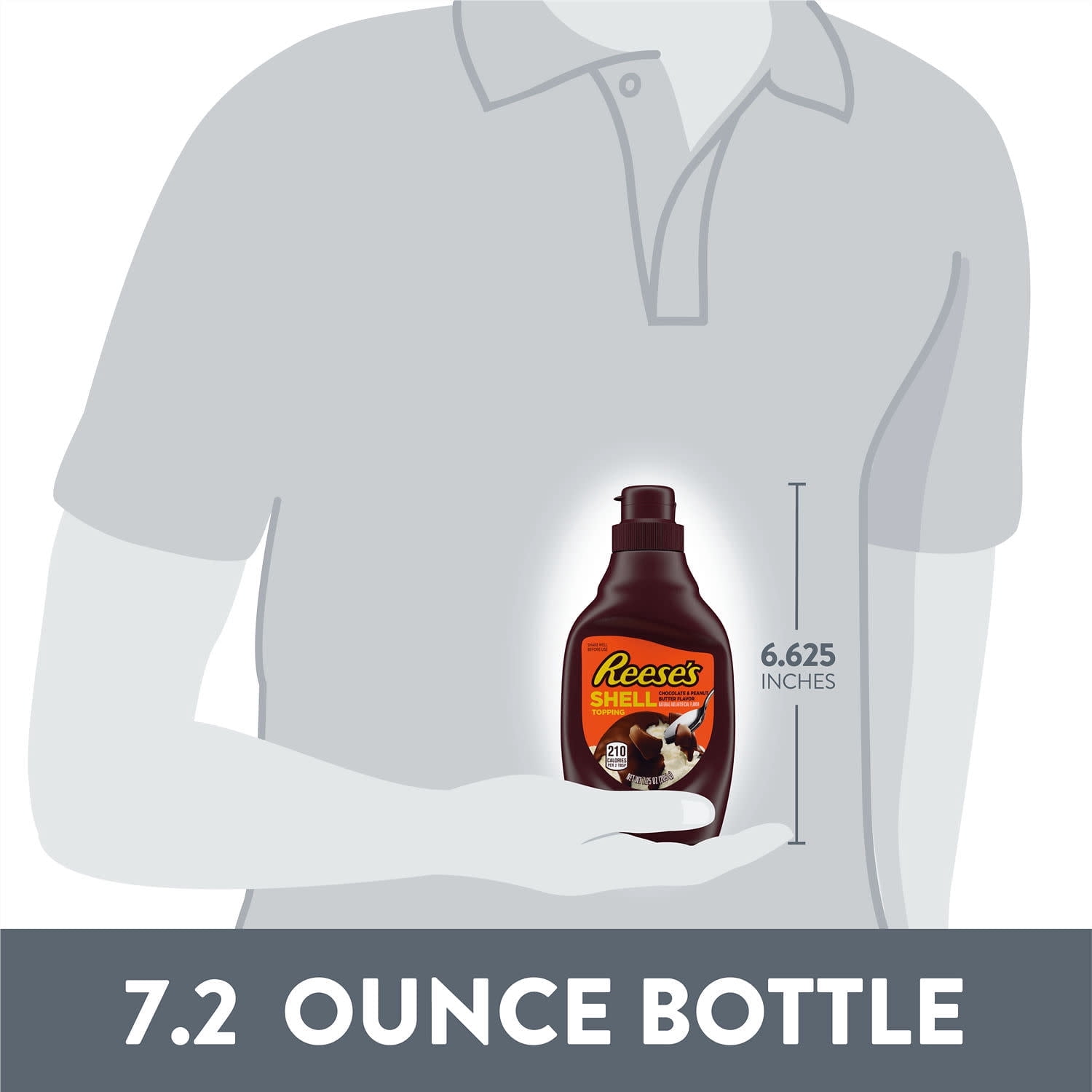 Reese's Chocolate Peanut Butter Shell Topping, Bottle 7.25 oz