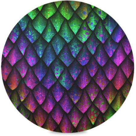 

Hyjoy Mermaid Scales Round Placemats Set of 1 Table Mats for Kitchen Washable Non-Slip Place Mats Heat Resistant Place Mats for Kitchen Dining Table Decoration