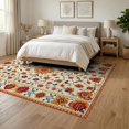 thumbnail image 3 of ODIKA 6'x9' Washable Area Rug Non-Slip, Easy Care, Orange Burnt Vintage Farmhouse Lattice Fall Decorative Bathroom for Family Room, Living Mater Bedroom, 3 of 7