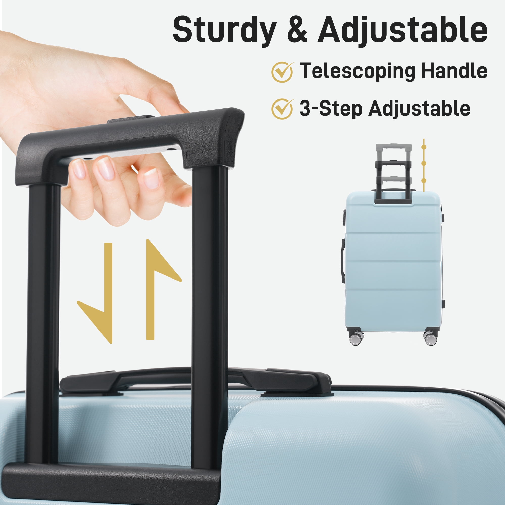 Hardshell Luggage Sets 6 Piece with 2 Bags,Carry on Suitcase with Handle Password Lock Double Spinner Wheels, Lightweight 16"+20"+24"+28" Luggages