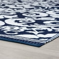 thumbnail image 5 of 9x12 Waterproof, Reversible Plastic Straw Outdoor Rugs for Patios | Also for Camping, RV, Deck, Porch, Balcony, Camp, Patio | Navy, Scroll | Size: 8'10'' x 11'10'', 5 of 7