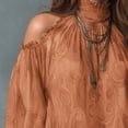 thumbnail image 4 of bovemsi Blouses for Women Dressy Casual V Neck 3/4 Sleeve All Over Print Button Down Loose Casual Shirts Cute Summer Tops, 4 of 6