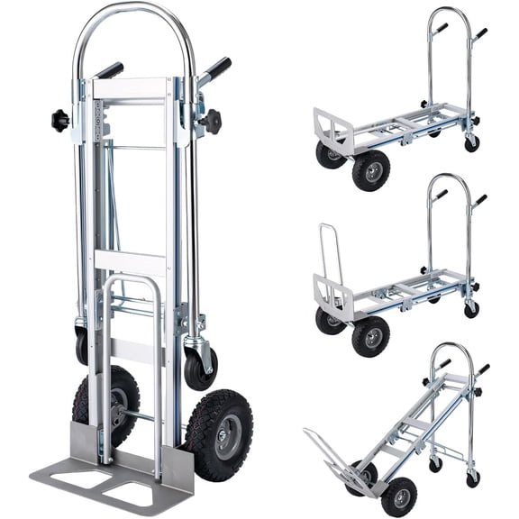 Yonopro 4 in 1 Convertible Hand Truck, Heavy Duty Aluminum Hand Truck 1000 LBS Load Capacity, Durable Hand Truck Dolly with Nose Plate and 4 Wheels