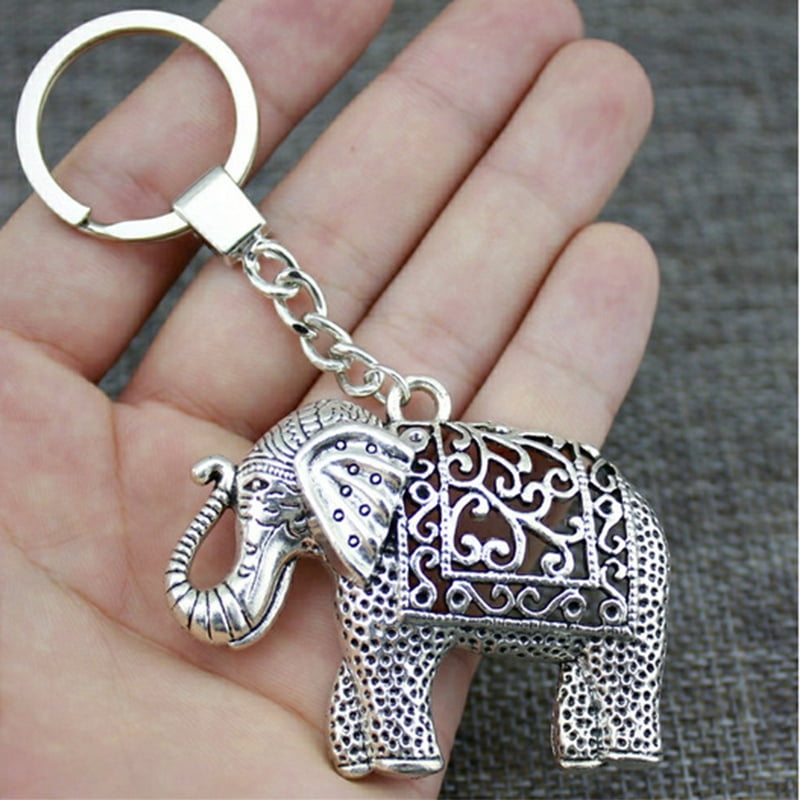 1 elephant key ring, zinc alloy, no woven, durable key ring, gift for men and friend,Silver