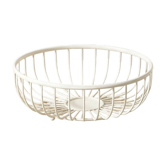 Beautynvta Fruit Bowl for Kitchen Counter, White Wire Fruit Bowl, Metal Countertop Fruit Basket, Round Holder for Lemon, Banana, Candy, Snack in Office, 7.48"