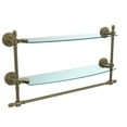 thumbnail image 4 of Retro Wave Collection Two Tiered Glass Shelf with Integrated Towel Bar - Antique Bronze / 18 Inch, 4 of 6