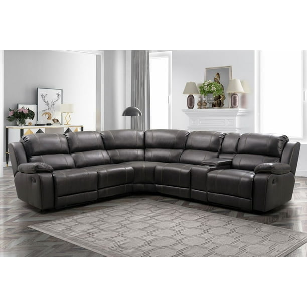 Abbyson Harrison 6 Piece Dark Brown Reclining Sectional Com Abbyson Harrison 6 Piece Dark Brown, Harrison Dual Reclining Leather Sofa