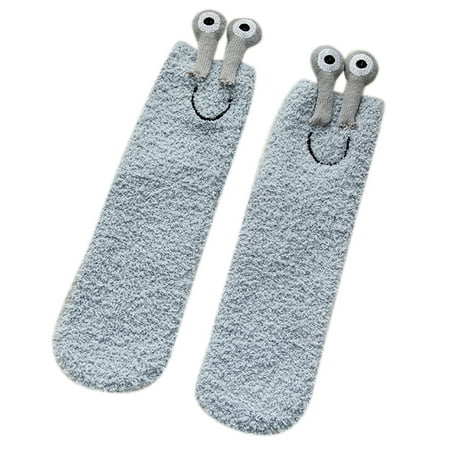 

BOOMTB Japanese Style Women Winter Fuzzy Slipper Socks Novelty Funny 3D Cartoon for Frog Eyes Harajuku Bright Solid Color Fluffy Plush Sleep Hosiery Foot Warmer Gifts