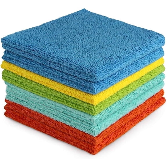 TAVENE Microfiber Cleaning Cloth, 8PK, All Purpose Microfiber Towels, Absorbent Cleaning Rags Kitchen Towels, Lint Free Dusting Cloth for House, Kitchen, Car, Window, 12"×12"