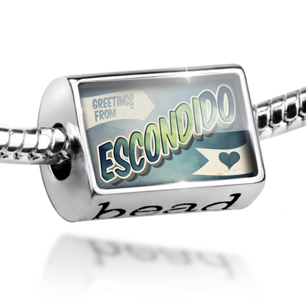 Bead Greetings from Escondido, Vintage Postcard Charm Fits All European