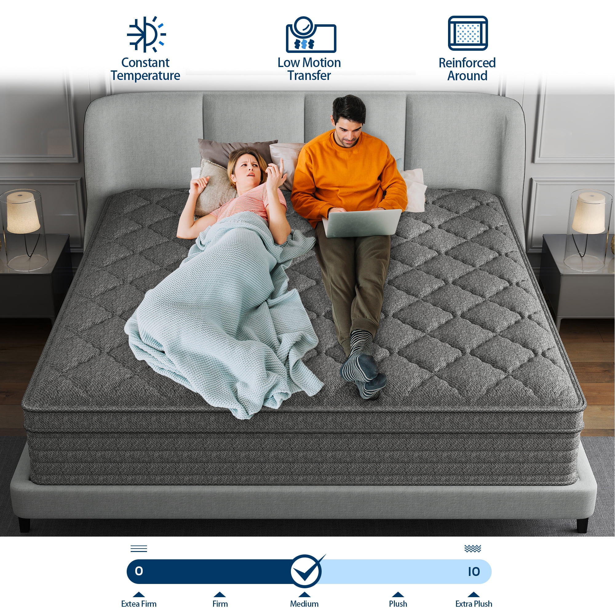 lemontalking 14 Inch Gel Memory Foam Hybrid Mattress Pocket Spring In A Box Medium Firm,Full Mattress