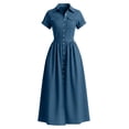 thumbnail image 6 of Karymi Solid Shirt Maxi Dress, Button Down Collared Short Sleeve A-Line Long Dress with Pockets, Casual Flowy Summer Dress Summer Dresses for Women 2026, 6 of 6