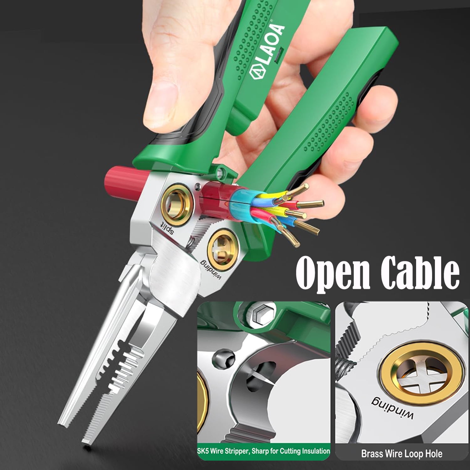 Treedix 8 in 1 Multi-Function Wire Stripping Pliers with 2 Pcs Mini Coaxial Cable Stripper, Upgrade Wire Strippers Scissors with Electricity Measurement Function for Wire Stripping, Cutting, Crimping