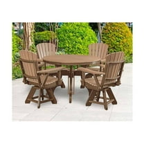 5-Piece Round Dining Set - Outdoor Furniture with Tudor Brown Base