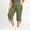 Army Green, variant on Women's Plus Size Capri Pants, Elastic Waist Drawstring Side Slit Capris, Lightweight Pants for Summer Activities Black XXXL