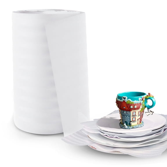 White Foam Wrap Roll - 12 Inch x 60 Feet. Reusable Packing Foam Roll. Lightweight Foam Sheets for Moving
