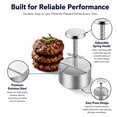 Spring Press Handle Adjustable Stainless Steel Burger Press, 4.5 Inch Hamburger Patty Maker ...
