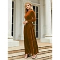 thumbnail image 6 of Women's Tie Front Round Neck Long Sleeve Maxi Dress in 100% Polyester Fabric with Slight Stretch and Sheer Detail, 6 of 16