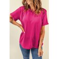 thumbnail image 2 of Women's Rose Red Casual Plain Crew Neck Tee - [ZhiHiMeRi] | (US 16-18)XL, 2 of 12