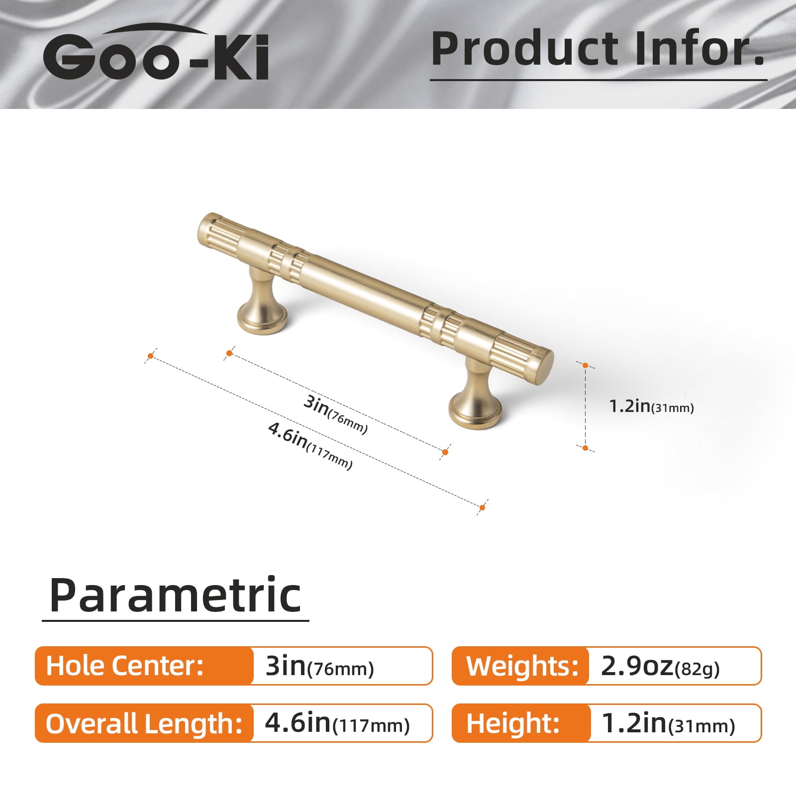 Goo-Ki Champagne Bronze Cabinet Handles of 3''(76mm) Hole Center, Zinc Alloy Cabinet Pulls for Drawer,Dresser,Cupboard Wardrobe Cabinet,12 Pack