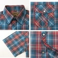 thumbnail image 3 of Coevals Club Men's Western Plaid Pearl Snap Short Sleeve Shirts (Red Blue #32 L), 3 of 4