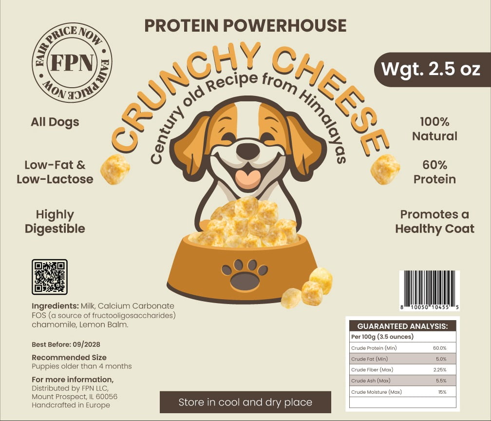 FPN Cow Milk Cheese Puffs for Dogs Natural High Protein Calming Dog Treats