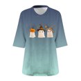 thumbnail image 3 of CLOISE Womens 3/4 Sleeve Tops Casual Plus Size Halloween Shirts Loose Graphic V Neck Pullover Trendy Fall Tunic Clothes Green M, 3 of 3