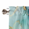 thumbnail image 5 of Marble Abstract Kitchen Curtains and Valances Set, Modern Teal Green Gold Textured Stone Rod Pocket Window Valance 18 Inch Window Curtain Panels for Living Room Bedroom Laundry, 27.5x36in, 3 Pieces, 5 of 7