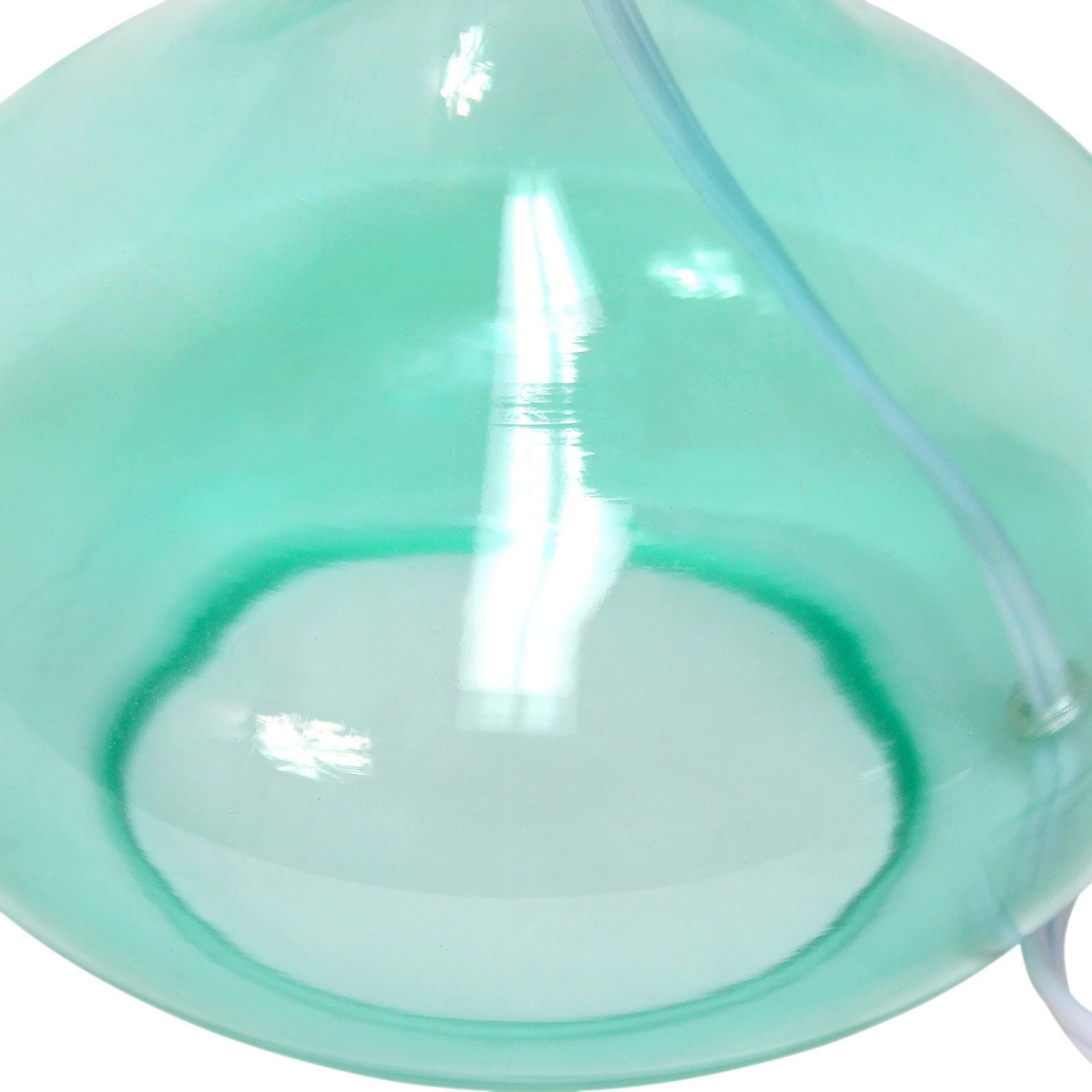 Simple Designs Glass Raindrop Table Lamp with Fabric Shade, Aqua with White Shade