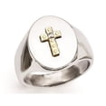 thumbnail image 1 of Bague pour Homme en Acier Inoxydable avec Croix en Or 10 K, 1 of 4