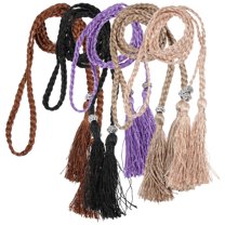 WRITWAA 5Pcs Women Braided Belt Cotton Light Coffee Adjustable Skirt Size Fashionable Pants Dress