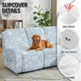 thumbnail image 6 of ZIATUBLES 8 PCS Recliner Sofa Covers for 3 Seater Counch, Soft Stretch Recliner Chair Covers with Storage Pockets Furniture Decor Slipcovers for Living Room, White Floral Light Blue, 6 of 9