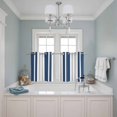 thumbnail image 3 of Navy Blue Grey Stripe Kitchen Curtains Small Short 39 Inch Length, Farmhouse Minimalist Striped Grommet Top Bedroom Living Room Curtains, Light Filtering Cafe Curtain Drapes 2 Panels Set 55''x39'', 3 of 9