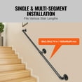 thumbnail image 4 of KFFKFF Pipe Rail for Stairs, 5FT Rail for Staircase, Carbon Steel Pipe Rail with 440LBS Weight Limit, Industrial Style Pipe Rail with Wall Mounting Brackets, Rounded Wall Rails, 4 of 9
